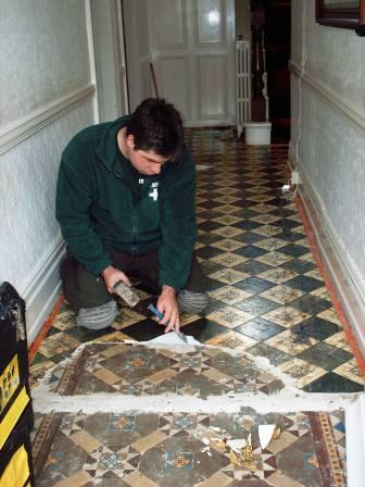 Tile Doctor Lancaster restoring a Victorian Tiled hallway