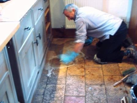 Tile Doctor at Work cleaning a kitchen floor